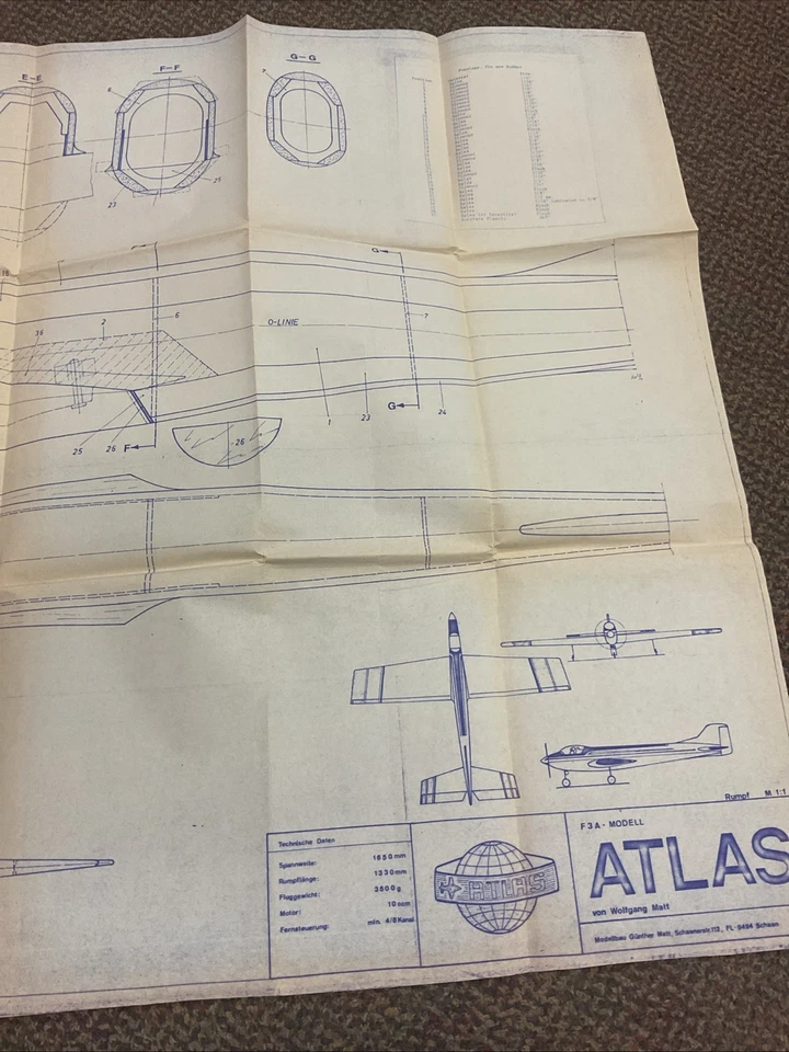 ATLAS F3A BY WOLFGANG MATT R/C NITRO/GLOW MODEL PATTERN AIRPLANE PLANS 10CC 60" - Image 4 of 4