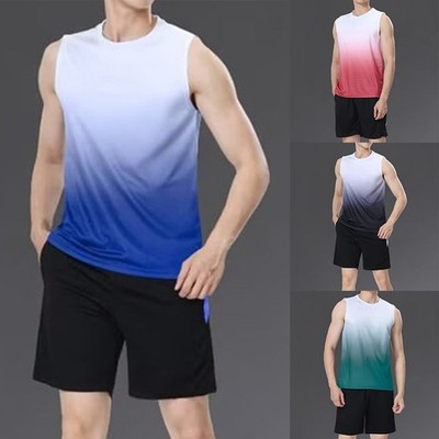 Stylisches ärmelloses Herren Tanktop mit Farbverlaufseffekt für Fitnessstudio