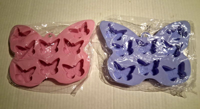 2 Dolly Parton Rubber Ice Cube Trays Butterfly Shaped-Pink-Purple-Drinks