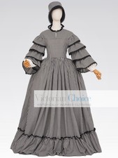 Victorian Dickens Plaid Dress Civil War 1850s 1860s Frontier Women Theater 260