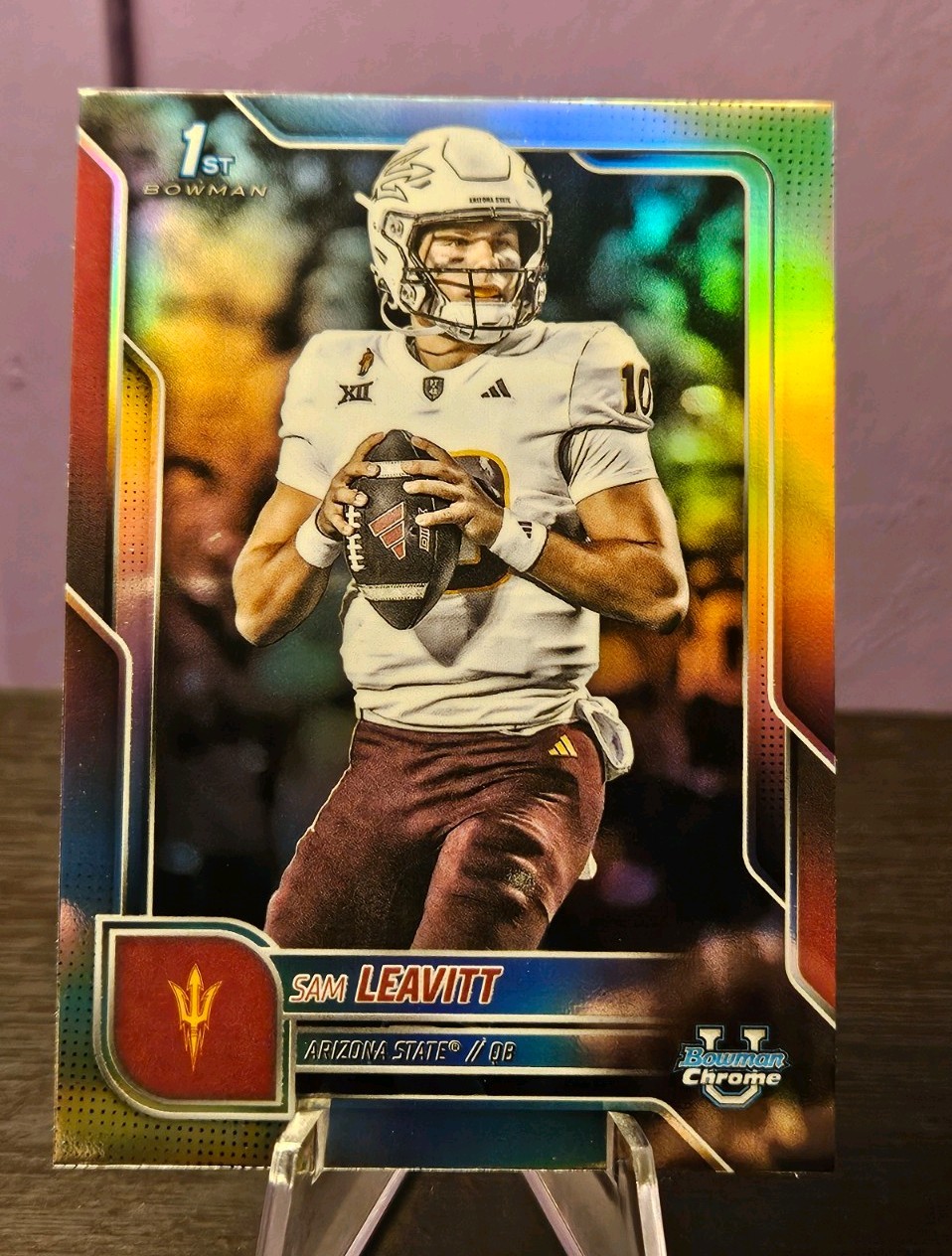 2025 Bowman University Chrome Sam Leavitt 1st Refractor Parallel Card #195