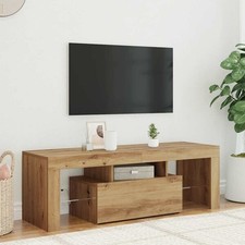 Artisan Oak TV Media Cabinet Sideboard LED Lights Engineered Wood 120x36.5x40cm