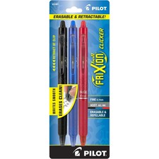 Pilot FriXion 3ct Erasable Gel Pens Fine Point Assorted Colors Ink Free Shipping
