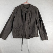 Sanctuary Women's L Snap Up Utility Jacket Gray Earthy Gorpcore Lagenlook
