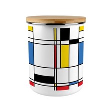 Retro Storage Tin - Art Deco 2.7L Extra-Large Enamel Kitchen Canister