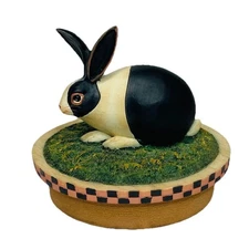 Yankee Candle Company   Warren Kimble Folk Art Rabbit Jar Topper