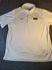 Nike FIT DRY Missouri Tigers Polo Shirt White Men's Size L Short Sleeve