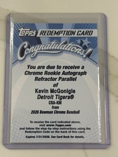 Kevin McGonigle Bowman Chrome 2026 Refractor /499 Auto