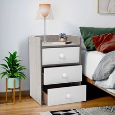 3 Tier Bedside Storage Cabinet Small Nightstand Organizer Cupboard for Bedroom
