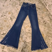 Cowgirl Hardware Flare Leg Blue Denim Jeans Girl Sz 12 Bell Bottom Rodeo Wear