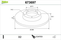 2X Bremsscheibe Coated Valeo 673697 FüR Opel Frontera OV24 Corsa P2JO Mokka Mhev