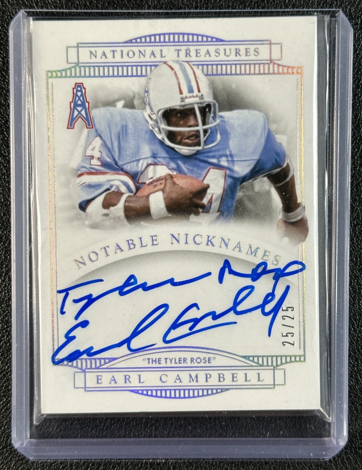 EARL CAMPBELL 2014 NATIONAL TREASURES NOTABLE NICKNAMES INSCRIPTION AUTO 25/25