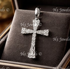 14k Solid White gold Natural diamond cross pendant 0.10 ct Bagguette — photo 1