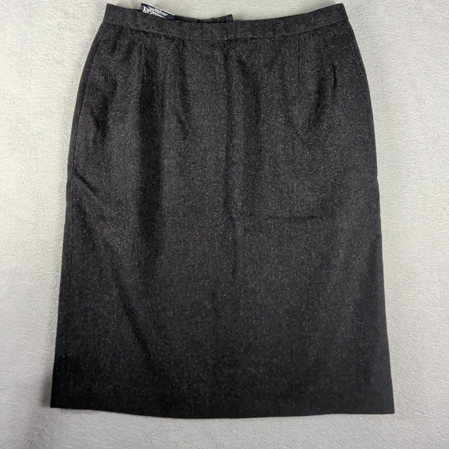 Pendleton Midi Skirt Women's 14 Gray Plaid 100% Virgin Wool Lined Back Slit-image
