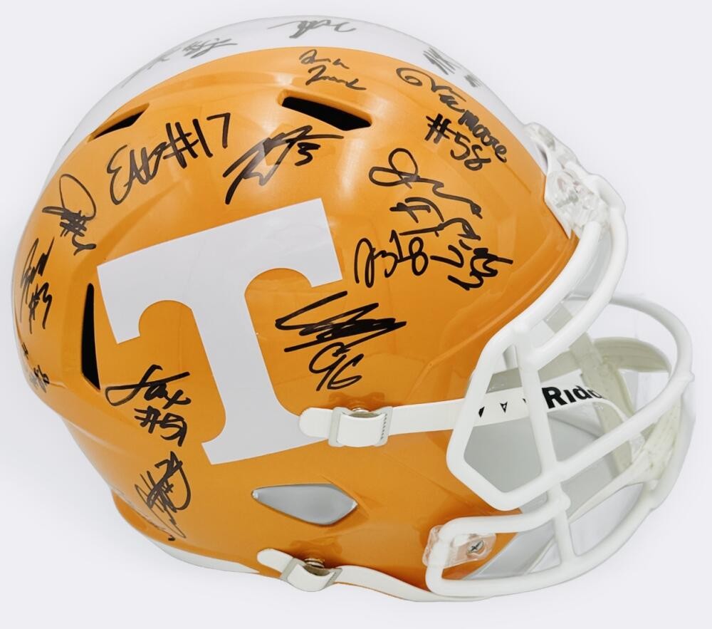 JERMOD MCCOY Autographed Signed TENNESSEE VOLUNEERS 2025-26 TENNESSEE VOLUNTEERS FULL SIZE HELMET MCCOY DESEAN BISHOP BAS J48 