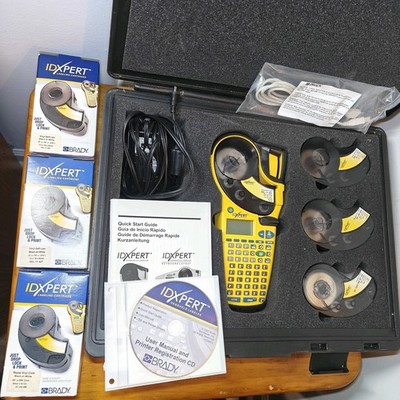 Brady IDXpert Handheld Label Maker w/ Case 7 Cartridges + Charger INCLUDED RS232