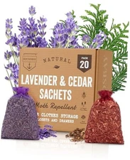 All-Natural Cedar and Lavender Sachet (20 Pack) 10 Cedar & 10 Lavender Sachets