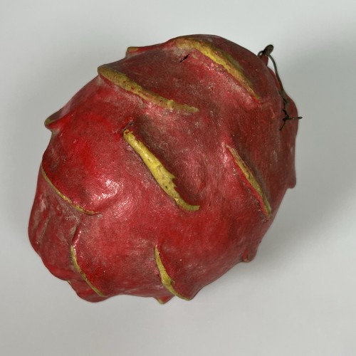 Antike 1920-30er Jahre Drachenfrucht Münzbank - roter Ton Volkskunst Ornament, selten K3 - Bild 9 von 13