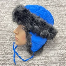 CAPO Womens M/L Trapper Hat Waterproof Faux Fur Trim Ear Flaps Insulated Blue
