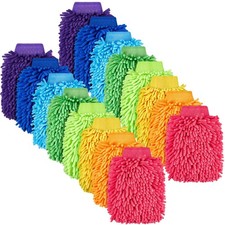 Toulite 16 Pcs Microfiber Wash Mitts, 5.91 x 9.06 Inch, Bright Colors