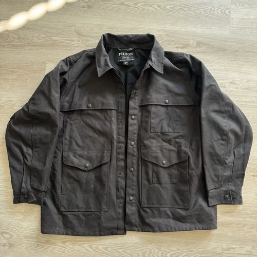 CC Filson Tin Cloth Short Lined Cruiser Jacket Mens XXL Black Waxed Canvas Twill - product listing photo