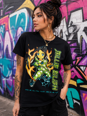 #ad Vintage Billie Eilish Hot Topic Anime T Shirt Small Black Where Do We Go? Tee $20.50