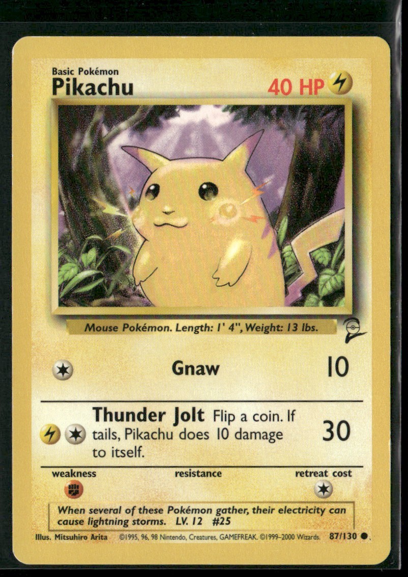 Pikachu #87/130 2000 Classic - Base Set 2 NM/LP Pokemon TCG Basic/Common