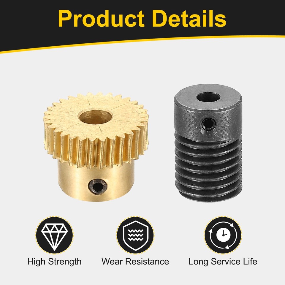 Worm Gear Set 0.5 Module 1:30 Reduction Rate(Gear-5mm Bore, Rod 4mm ...