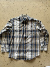 Vintage 90s Wrangler Pearl Snap Western Shirt Plaid Cowboy Ranchwear Large