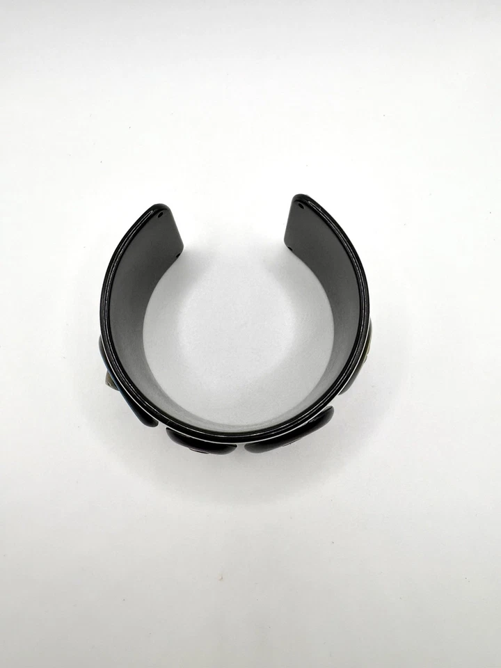 Pulsera Brazalete Declaración Plástico Negro Blanco Cubista Geométrico 3D Modernista Foto 3 de 4