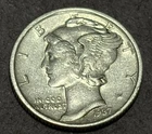 1937-S Mercury Dime Coin 90% Silver AU