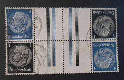 DEUTSCHLAND,GERMANIA Zusammendrucke 1939 HINDENBURG 1+Z+Z+4pf x2 GEBRAUCHT Mi.KZ30
