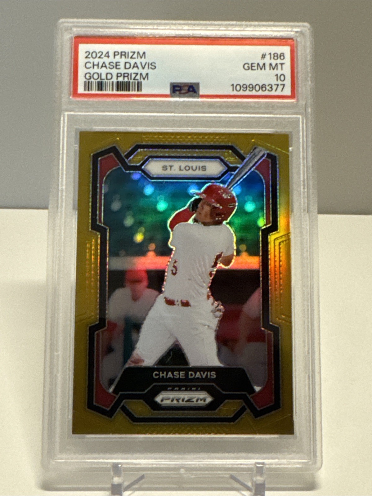 PSA 10 - 2024 Panini Prizm # 186 Chase Davis Gold Prizm #’d 6/10