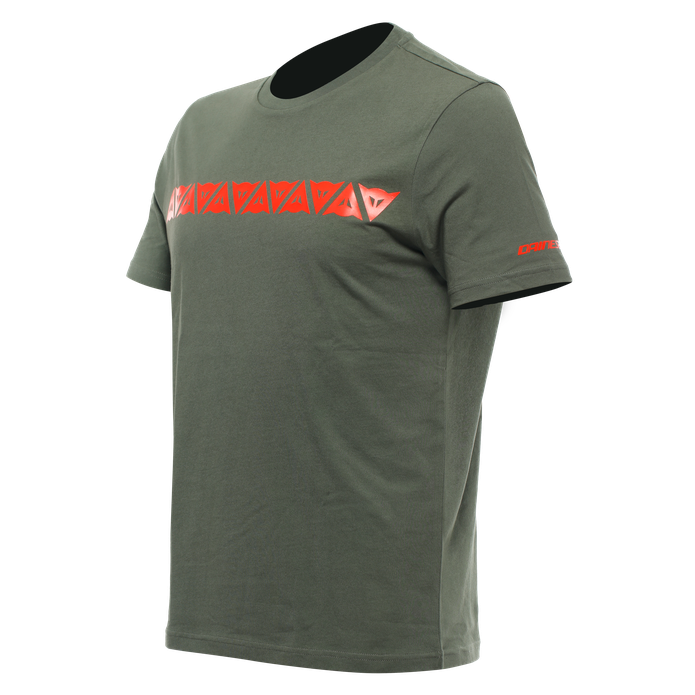 Dainese Stripes T-Shirt Dark-Green/Fluo-Red Sport Urban Casual men's Top 3XL