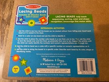 Melissa  Doug Wooden Lacing Beads Numbers 1  10 Shapes Tray 27-Piece Set