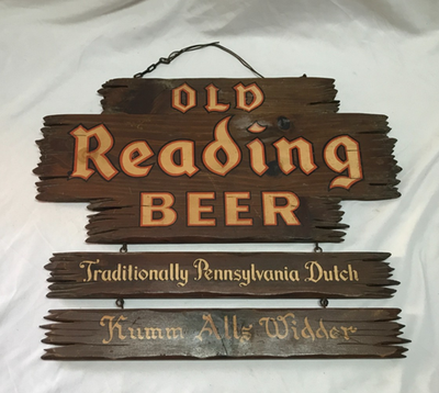 VTG Double Sided 1950's Wooden 16x20 Old Reading Beer Tavern Sign