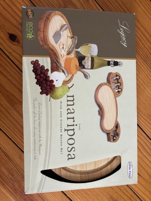 New In Box Picnic Time Mariposa Two Tone Bamboo Wine & Cheeseboard Set