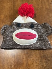 Classic Toddler Sock Monkey Character Hat Cute Animal Brown