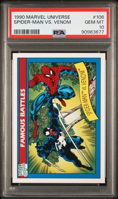 1990 MARVEL UNIVERSE #106 SPIDER-MAN VS VENOM 💎PSA 10💎