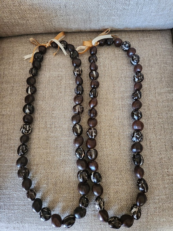 Lot of 2 Hawaiian Kukui Nut Lei Tiki Bar Luau Necklaces