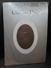 Vtg Christian Dior Pantyhose Size 4 Taupe Diorella Control Top Sheer Stretch Leg