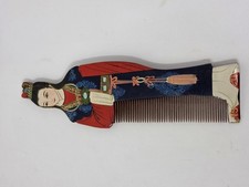 Hand Painted Asian Figure Wooden Comb Decorative Hair Grooming Accessory