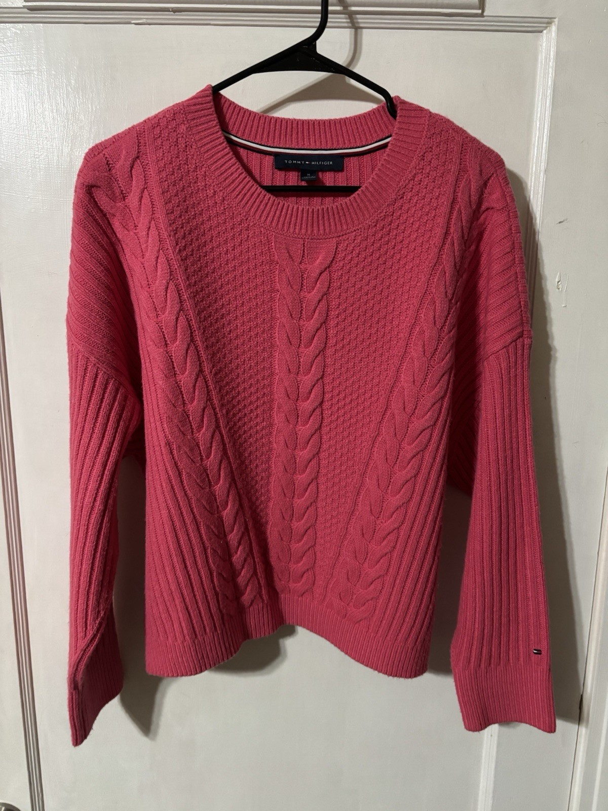 Tommy Hilfiger Women's Vibrant Pink Cable Sweater Size M