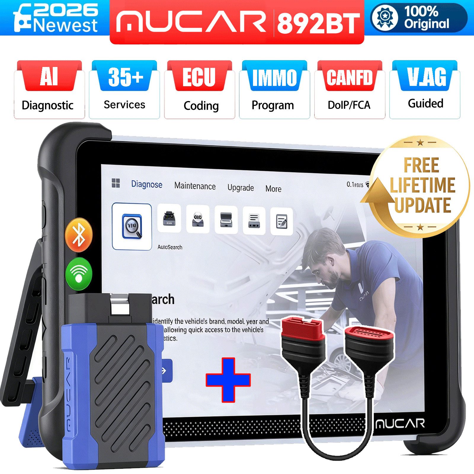 MUCAR 892BT Car System Bidirectional Scanner AI Diagnostic Tool 35 ...