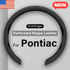 For Pontiac Steering Wheel Cover Nappa Leather Non-Slip Clip on Breathable 15"