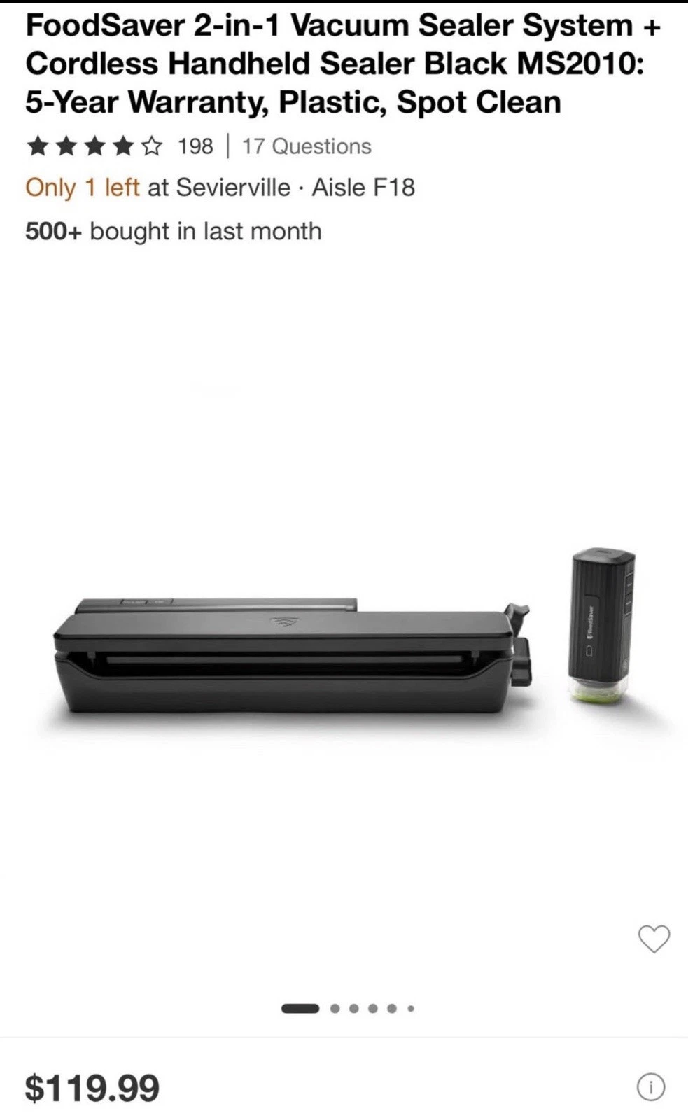 FoodSaver 2-in-1 Vacuum Sealer System +Cordless Handheld Sealer Black