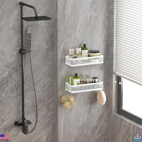 Cestas de almacenamiento colgantes organizador de alambre de metal de montaje en pared para cocina y baño - Imagen 2 de 4