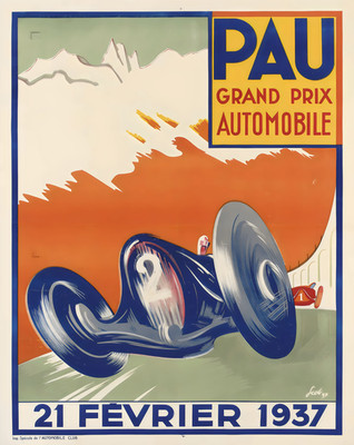 Pau Grand Prix 1937 Racing Poster Motorsport Wandbild - 12X16/16X20/18X24/24X36