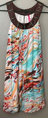 Heart & Soul Tunic Style Top Women s Medium Sleeveless￼Multi Color