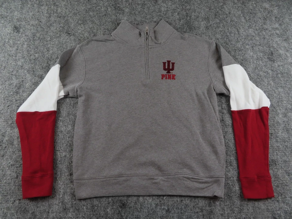 Indiana Hoosiers Pink Victoria's Secret Pullover Shirt Womens Small 1/4 Fleece - Image 3 of 4